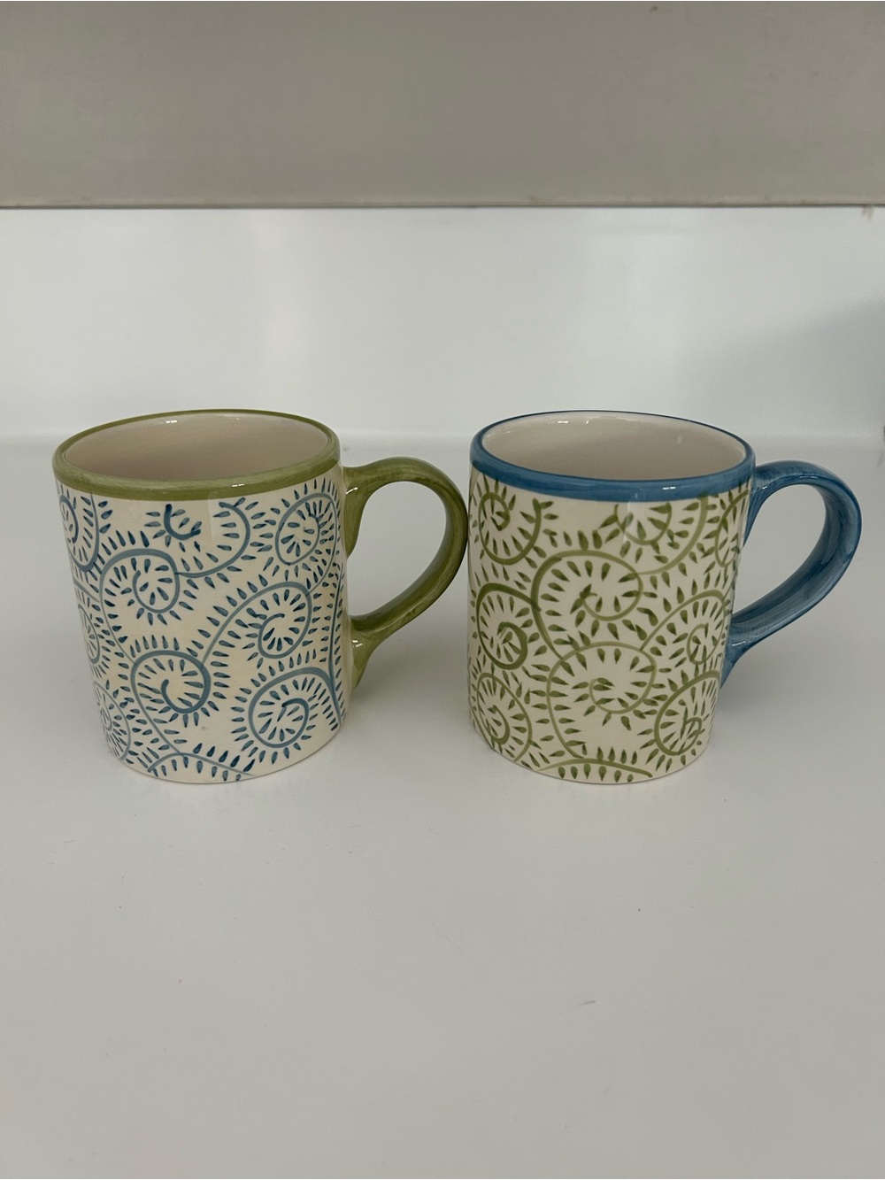 Pottery Barn Allegra Spiral Patterned Ceramic Mugs - Set of 2